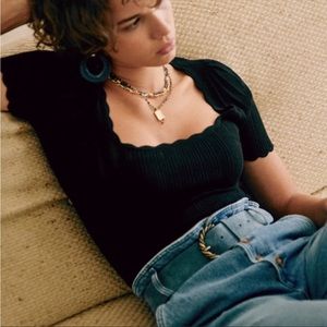 Sezane Anil Noir Black Top size XS